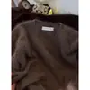 Suéter Verde Suave de Mohair Cuello Redondo para Mujer Otoño e Invierno Ropa Exterior Estilo Lazy Color Leche Holgado Tejido