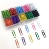 Fornecimento de Clips de Papel Coloridos Revestidos de Plástico de 28mm, Material de Escritório, Conjunto de Caixa com Dez Cores e Dez Compartimentos para Armazenamento de Documentos