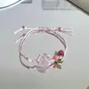 Guirnalda de Principios de Primavera Estilo Bosque Pulsera de Cristal Natural Nueva Pulsera Popular Pulsera de Malla Tejida Hecha a Mano