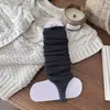 Polainas de punto blancas para mujer, estilo sin pies, primavera y otoño, estilo ballet, serie Miu, calcetines apilables, raya vertical, calcetines de pantorrilla estilo japonés