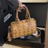 Bolsa Boston Retrô de Luxo para Mulheres 2025 Nova Bolsa Cilíndrica de Ombro Bolsa Transversal de Nicho Francês para Mulheres