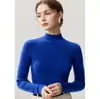 Suéter 100% caxemira pura para mulheres, gola alta discreta, base de tricô slim fit, cor sólida, camada interna quente para outono e inverno