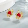 Brincos de Dragão Dourado para Mulheres, Toque de Luxo Leve e de Alta Qualidade, Item Quente de 2024, Estilo Vintage Exquisito com Incrustação de Diamante e Pérola