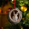 Adornos de Árbol de Acrílico Nuevos Transfronterizos para Animales Colgantes de Árbol de Navidad Impresión Plana de Mapache Decoraciones Colgantes