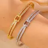 Pulsera Abierta de Alta Gama para Pareja de Gran Venta Transfronteriza, Estilo Europeo y Americano de Moda, Cobre Chapado en Oro de 18 Quilates, Pulsera de Lujo Ligero que No se Desvanece