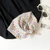 Pañuelo de Seda Floral Artístico y Fresco, Pañuelo Cuadrado Pequeño para el Cuello, Estilo Coreano, 58cm, Pañuelo de Seda 100% Algodón, Tacto de Alta Gama, Cinta para el Cabello, Pañuelo Decorativo para el Cuello