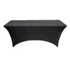 Mantel elástico negro de 6 pies, funda de mesa elástica de cobertura total transfronteriza para reuniones al aire libre, eventos festivos y fiestas de cumpleaños