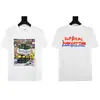 Camiseta de Manga Curta Supreme, Marca de Moda Americana de Peso Pesado, Estampa Clássica de Letras, Gola Redonda Boxy, Caimento Solto, Manga Meia-Manga para Homens e Mulheres
