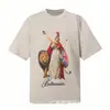 Comércio Exterior Transfronteiriço Em Estoque Derreter Conector Estilo Americano Marca Tendência High Street Retro Estampa Líquida Camiseta Casual Solta de Manga Curta