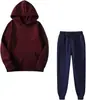 Conjunto Masculino de Primavera e Outono 2022 Cor Sólida Conjunto de Moletom com Capuz Tendência Casual Esportivo Conjunto de Duas Peças