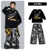 Roupas da Moda Street Dance Infantil Hip-Hop Meninos Conjunto Preto Solto de Manga Longa Hip-Hop Legal e Bonito Roupas de Performance Hip-Hop para Crianças