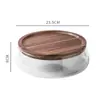 Plato de Fruta de Vidrio para Mesa, Almacenamiento Sencillo de Dulces, Caja de Almacenamiento de Madera de Acacia Estilo Japonés, Bandeja para Snacks, Plato de Fruta