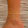 Anklet de cadena punk con cuentas de amor transfronterizo europeo y americano, conjunto de tobillera con cadena de hueso de serpiente de personalidad hip hop, joyería para tobillo