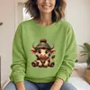 Sudadera de Cuello Redondo para Mujer, Talla Europea, Top Lindo con Estampado de Vaca de Dibujos Animados, Venta al por Mayor de Deseos de Amazon, Negro