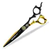 Tijeras de Peluquería Nepson Negro Dorado Full-Tin de 6.0 pulgadas, Tijeras para Cortar el Cabello, Tijeras Planas, Tijeras Entresacadoras, Tijeras para Flequillo