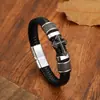 Pulseira masculina de couro trançado punk simples Amazon transfronteiriça, pulseira com fecho magnético de cruz, fabricantes de joias