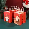 Bolsa de regalo de Santa Claus de dibujos animados para fiesta navideña infantil Bolsa tote para dulces bolsa de papel de embalaje con estampado de moda venta al por mayor