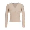 Fotos Reais de Roupas Femininas para Comércio Exterior Novo Outono e Inverno Cor Sólida Design de Renda Tops para Mulheres para Usar como Camadas Base com Mangas Longas.