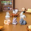 Decoraciones de paisaje en miniatura, adorables y creativas: lindas figuritas de conejitos, accesorios DIY para casa de muñecas y adornos de escritorio en miniatura