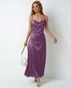 Foto Real do Vestido de Cetim Europeu e Americano Amazon Feminino Comércio Exterior Transfronteiriço Feminino Imitação de Seda Plissado Sem Mangas Saia de Cetim