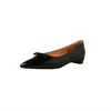 Sapatos femininos de couro com laço doce estilo coreano para aumentar a altura 2026 outono salto baixo plataforma bico fino couro genuíno corte baixo