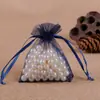 Bolsa de hilo para joyería al por mayor de fábrica color liso hilo de perla bolsa para dulces de boda empaque de joyería color liso bolsa de malla de gasa organza