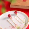 Carácter plata moda pequeños aretes frescos plata s925 chapado en oro aretes de cinabrio para damas aretes de moda de arena de oro púrpura