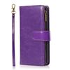 Funda para Teléfono Apple Aplicable Transfronteriza Hecha de Cuero Crazy Horse con Cubierta abatible con Cremallera y Ranura para Tarjetas Estilo Cartera para iPhone 18