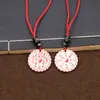 Colgante de moneda Shangui hecho de plata tibetana, colgante de moneda de cinabrio estilo chino vintage, accesorio de collar de hebilla de paz retro