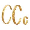Europa y Estados Unidos no se desvanecen diseño abierto pulsera de trigo anillo de personalidad acero de titanio chapado en oro juego de joyas Z192-A150