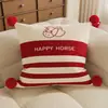 [El Año del Caballo Traerá Buena Suerte] Cojines Decorativos Festivos Rojos para Sala de Estar de Año Nuevo, Cojines para Sofá, Cojines Festivos para Dormitorio