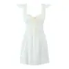 Vestido Francês Pura Desejo Decote V Profundo com Cadarço Feminino 2025 Novo Menina Doce Manga Borboleta Pequena Cinto na Cintura Saia Evasê