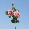 Flor Artificial Rosa 3 Cabezas Rosa Rizada Multicapa Flor Falsa Muebles para el Hogar Accesorios de Fotografía Decoración para Bodas Flor Flor de Seda