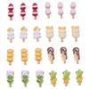 Paleta de Fruta de Verano Fresa Dibujos Animados Accesorios para Uñas Resina Piezas Pequeñas Pendientes DIY Pinzas para el Cabello Accesorios de Decoración para Uñas