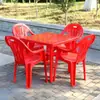 120 Mesa y Sillas de Plástico Grueso para Puesto de Comida de Mercado Nocturno, Barbacoa, Cerveza, Silla de Playa de Ocio con Reposabrazos y Respaldo
