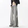 Calça de Moletom Listrada Americana da Moda Masculina Outono Marca da Moda Solta Casual Calça de Mergulho High Street Filhote Bonito Esportiva Calça Reta