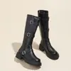 Otoño 2026 Nuevas Botas de Jinete Altas con Hebilla Retro Gruesa para Mujer Suela Gruesa Adelgazantes Botas Largas Vaqueras por Encima de la Rodilla