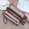 Cartera de Nuevo Estilo para Mujer con Doble Cremallera, Bolso Clutch Largo, Patrón Pebbled Sencillo a la Moda, Gran Capacidad, Doble Capa, Bolso para Teléfono Móvil