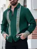 2025 Nova Moda Casual Versátil Elegante de Alta Qualidade Camisas Masculinas de Manga Longa com Estampa 3D para Exportação Europeia e Americana