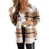 Amazon 2023 Otoño e Invierno Camisa Europea y Americana para Mujer con Bolsillo Grande Top Informal a Cuadros Holgado de Manga Larga Camisa Ins