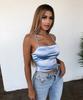 Top feminino sexy de seda com alças e costas nuas, cor sólida, para boate, verão europeu e americano