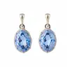 Pendientes de Botón Ovalados con Incrustaciones de Diamante y Aguja Plateada en Color Azul Marino Claro, con un Estilo Fresco y Minimalista, Pendientes de Diseño de Nicho para Mujer