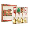 Acero Inoxidable Tamaño Grande Muñeco de Navidad Cuchara Tenedor Traje Niños Dibujos Animados Santa Claus Cuchara para Comer Tenedor de Postre Fruta