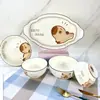 Novo Conjunto de Louça Cerâmica Fofa de Capivara Pratos e Travessas Domésticos Cor Sob Esmalte Tigela de Salada Desenho Animado Loja de Dois Reais