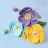 Buquê de Papoulas Transfronteiriço Finalizado, Flores Tricotadas à Mão, Flores de Lã Crochê, Flores Artificiais, Produtos de Crochê Finalizados para Atacado