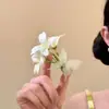 Presilha de Cabelo Fresca e Simples com Flor Borboleta Verde para Mulheres, Acessório de Cabelo com Vibe de Início de Primavera para Fotos, Presilha Lateral para Férias na Praia