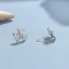 Clavo de Oreja con Diamantes Completos de Trébol para Mujer Plata de Ley 925 Personalizado Moda Clavo de Hueso de Oreja Simple Ins Elegante Joyería de Oreja