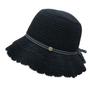 Nuevo Sombrero de Pescador de Punto de Algodón de Verano con Ola Lateral para Mujer Artístico Todo Fósforo Protector Solar para Exteriores Sombrero Cubeta Plegable