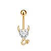 Piercing para Ombligo de Acero Inoxidable con Corazón de Durazno Personalizado de Venta Caliente Transfronterizo Europeo y Americano, Circonita Incrustada de Cobre con Forma de Corazón de Diablito