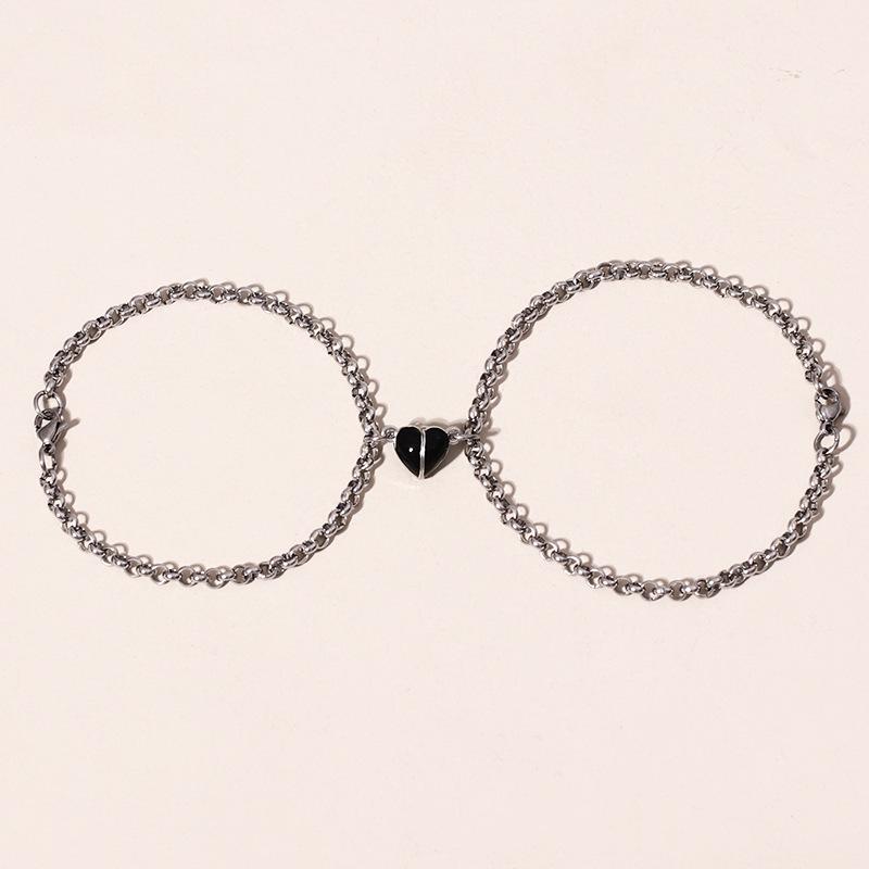 修1黑桃心O字不锈钢手链